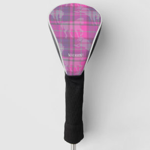 Couvre-club De Golf Coeur de tartan de cheval rose pâle personnalisé