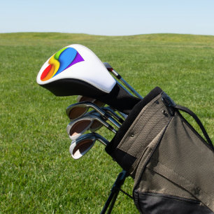 Couvre-club De Golf Cœur en forme de SlipperyJoe arc-en-ciel rouge ora