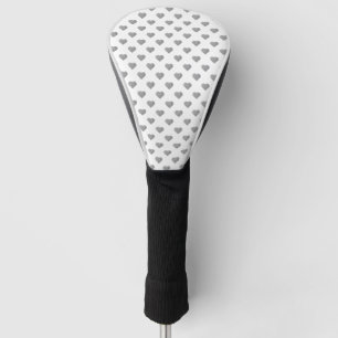 Couvre-club De Golf Cœurs gris béton symétriques petits sur fond blanc