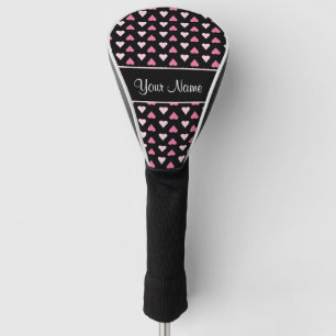 Couvre-club De Golf Coeurs roses noirs d'amour