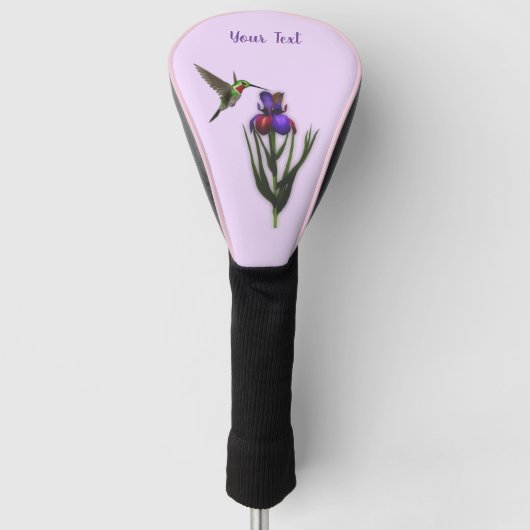 Couvre-club De Golf Colibri Et Fleur Iris Personnalisés (Devant)