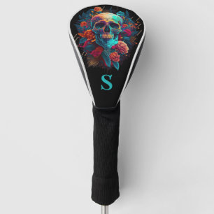 Couvre-club De Golf Coloré gothique Rose sucre crâne Monogramme