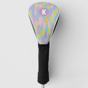 Couvre-club De Golf Colorful Abstrait Brushstrokies Motif Monogramme