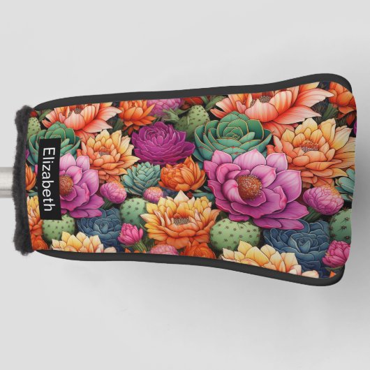 Couvre-club De Golf Colorful Flowering Cactus Personalized (Devant)