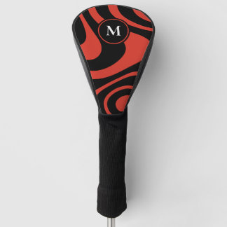 Couvre-club De Golf Conception Abstraite Rouge Noir Personnalisée Lett