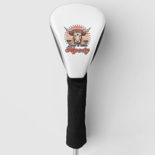 Couvre-club De Golf Conception de gravure rétro de vache lunatique Vin