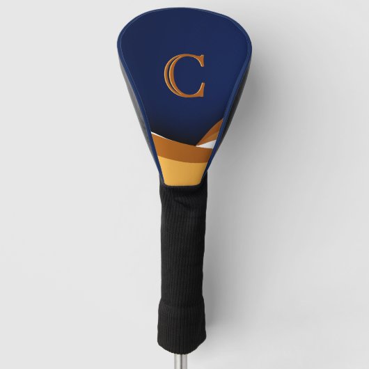 Couvre-club De Golf Conception de monogramme vague bleu et or moderne (Devant)