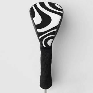 Couvre-club De Golf Conception de pilote abstrait noir et blanc cool