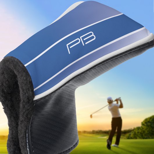 Couvre-club De Golf Cool Moderne Initiales de Golfeur Dégradé Bleu Roy