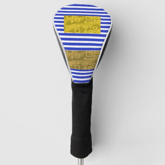 Couvre-club De Golf Cool Stripes Blue Gold Geometric  (Devant)