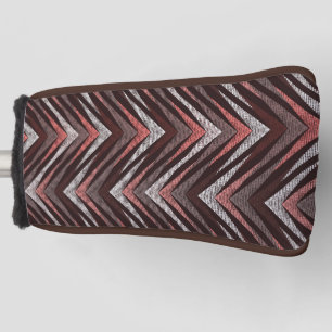 Couvre-club De Golf Corail, gris, motif brun zigzag.
