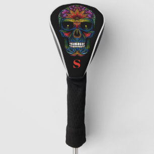 Couvre-club De Golf Couleur arc-en-ciel Mexicaine Sugar Crâne Monogram