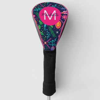 Couvre-club De Golf Couleur Vif Floral Chaotique Personnalisé Bleu