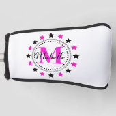 Couvre-club De Golf Couvercle à mât rose noir étoiles Monogramme (Devant)
