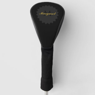 Couvre-club De Golf Couvercle à tête noire élégant avec votre nom et I