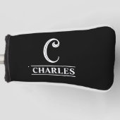 Couvre-club De Golf Couvercle de tête de mât monogramme noir (Devant)