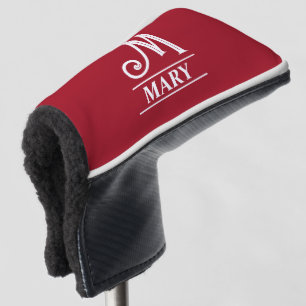 Couvre-club De Golf Couvercle de tête de navette monogramme rouge