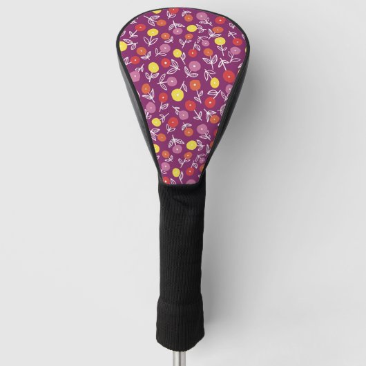 Couvre-club De Golf Couverture de tête de golf violet Floral Ditsy (Devant)