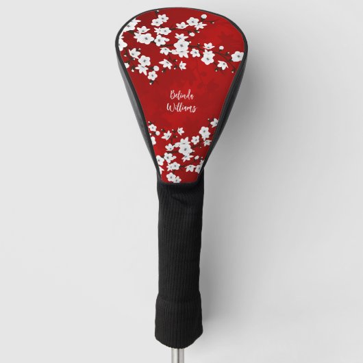 Couvre-club De Golf Couverture Tête Rouge Noir Et Blanc En Fleur De Ce (Devant)