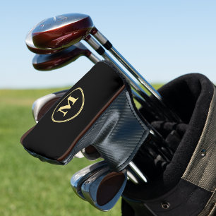 Couvre-club De Golf Créer personnalisé Noir Monogramme Putter