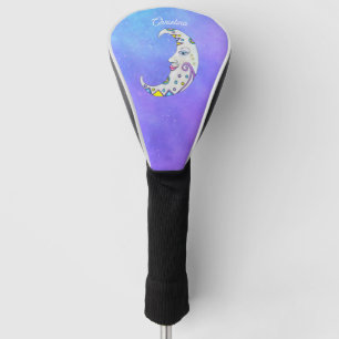 Couvre-club De Golf Crescent Blanc Lune Joli Visage Formes colorées