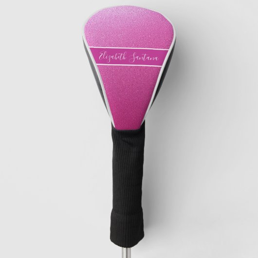 Couvre-club De Golf Custom Name Pink Gradient with Glitter | Sparkly (Devant)