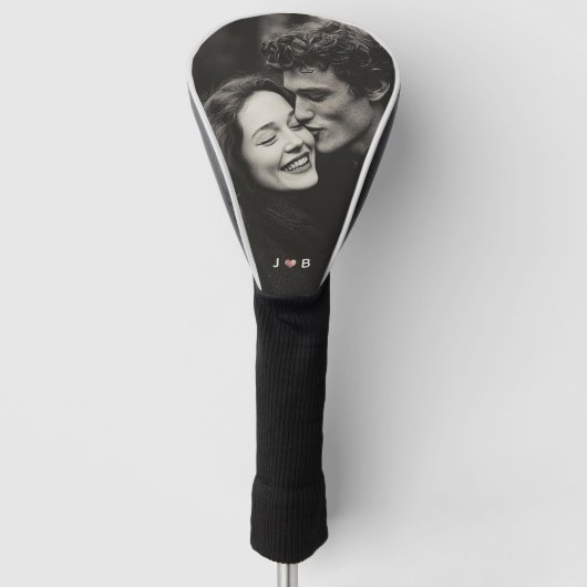 Couvre-club De Golf Custom Photo Initial Heart Monogram Couples (Devant)