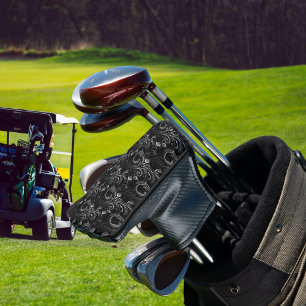 Couvre-club De Golf Cute Black Floral Paisley