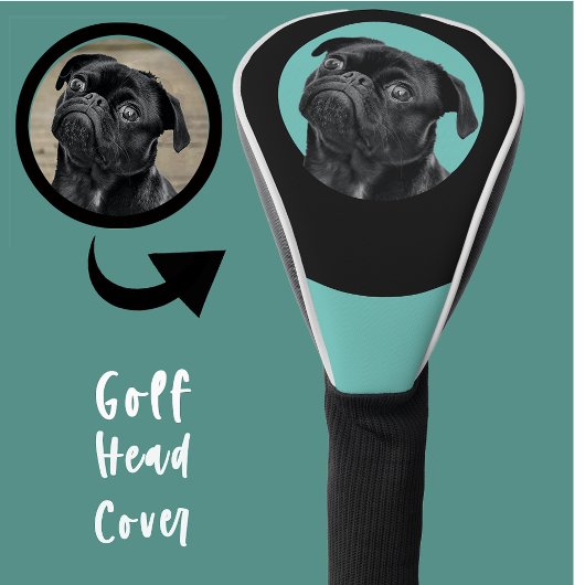 Couvre-club De Golf Cute Black Pug Face Charm | Unique Custom Dog Love
