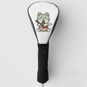 Couvre-club De Golf Cute chat mangeant des nouilles soba dessin icône 