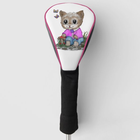 Couvre-club De Golf Cute Kitty Chat et Papillon (Devant)