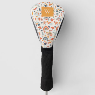 Couvre-club De Golf Cute Orange Blue Spring Rainbow Clouds Motif