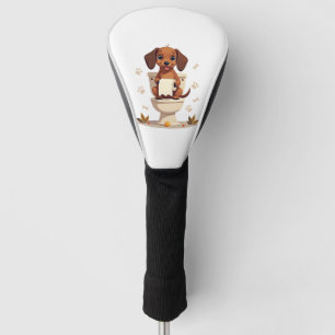 Couvre-club De Golf Dachshund Mignon Vintage sur Toilettes Dessin Anim