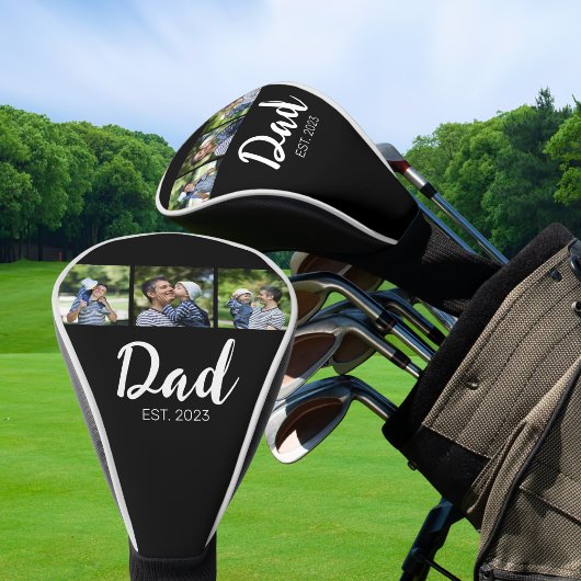 Couvre-club De Golf Dad Established Elegant Script Black 3 Photo