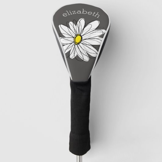 Couvre-club De Golf Daisy tendance avec gris et jaune (Devant)
