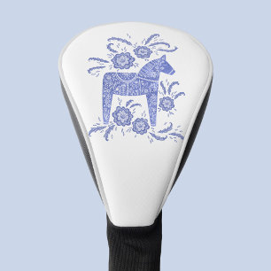 Couvre-club De Golf Dala suédois Horse Indigo Blue Folk Art