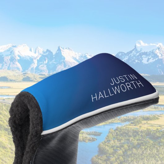 Couvre-club De Golf Dégradé bleu foncé moderne et texte modifiable min