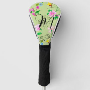 Couvre-club De Golf Délicat fleur sauvage vert clair. Personnalisé