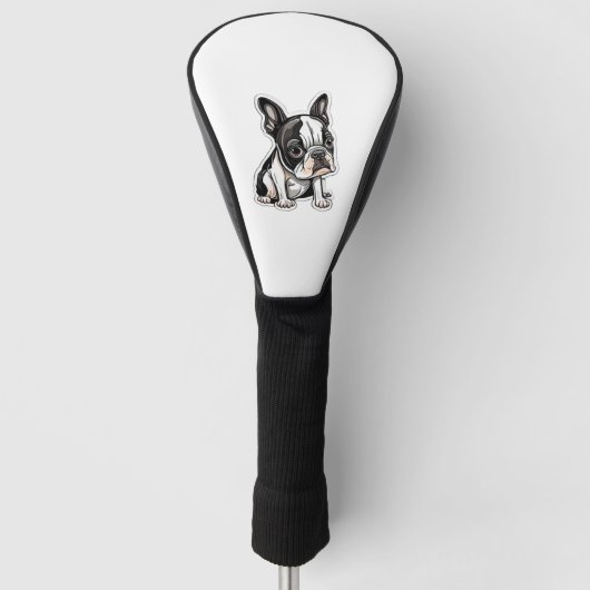 Couvre-club De Golf Design autocollant Boston Terrier (Devant)