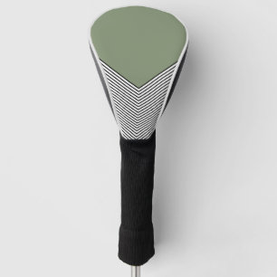 Couvre-club De Golf Design de chevrons noir et blanc et triangle vert