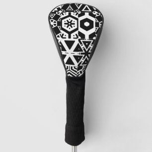 Couvre-club De Golf Design tribal noir et blanc