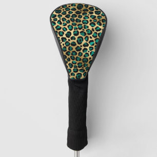 Couvre-club De Golf Design turquoise et Gold Leopard Series 14