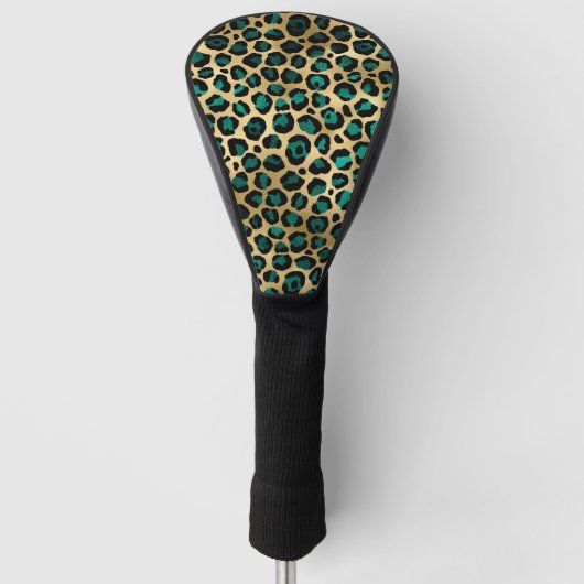 Couvre-club De Golf Design turquoise et Gold Leopard Series 14 (Devant)