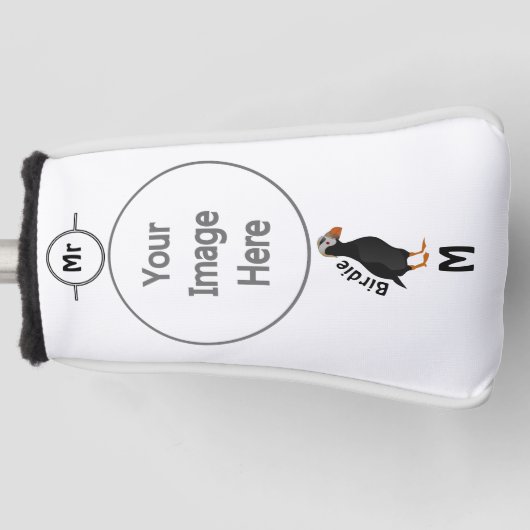 Couvre-club De Golf Dessin à carreaux de puffin dressé (Devant)