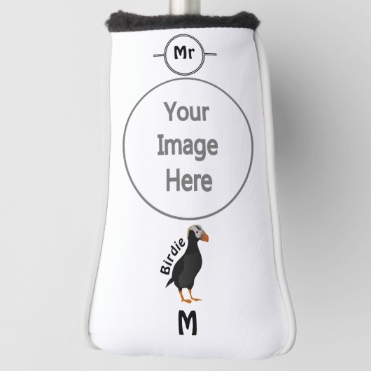 Couvre-club De Golf Dessin à carreaux de puffin dressé (Tourné à 90°)