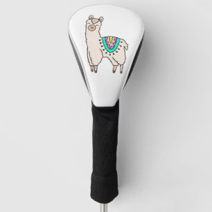 Couvre-club De Golf dessin animé de llama alpaga souriant