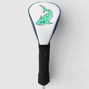 Couvre-club De Golf dessin souriant requin menthe bleu vert océan anim