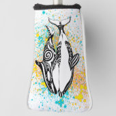 Couvre-club De Golf Deux Orca Whales Colour Splash (Tourné à 90°)