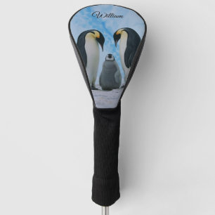 Couvre-club De Golf Deux pingouins empereurs et un poussin personnalis
