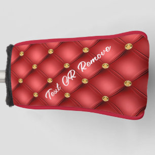 Couvre-club De Golf Diamant doré Cuir Tufé Nom du texte personnalisé R